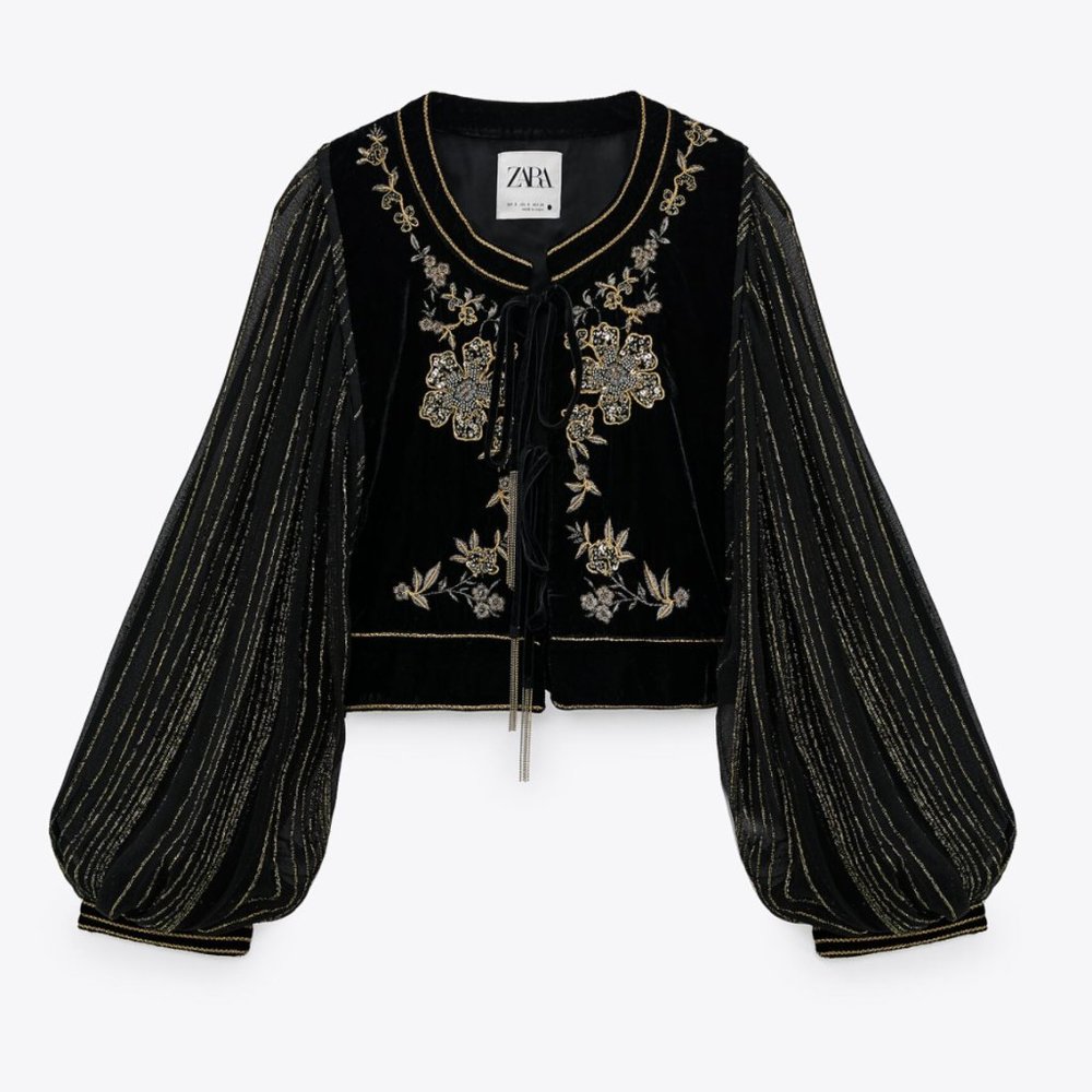 ZARA EMBROIDERED VELVET JACKET